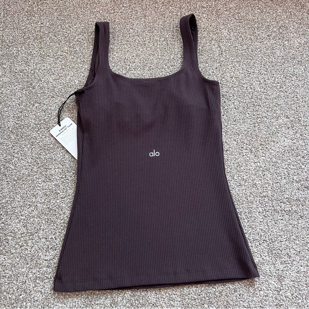 (NWT) ALO Yoga Ribbed Tank Top Raisin Purple Size XS